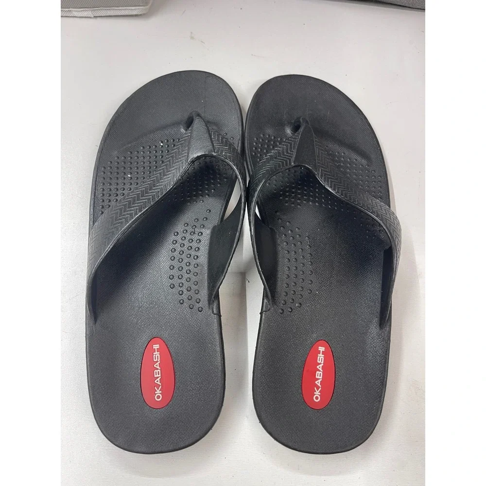 Okabashi Surf Mens Flip Flops Black Waterproof Sandals Size XL Made in USA